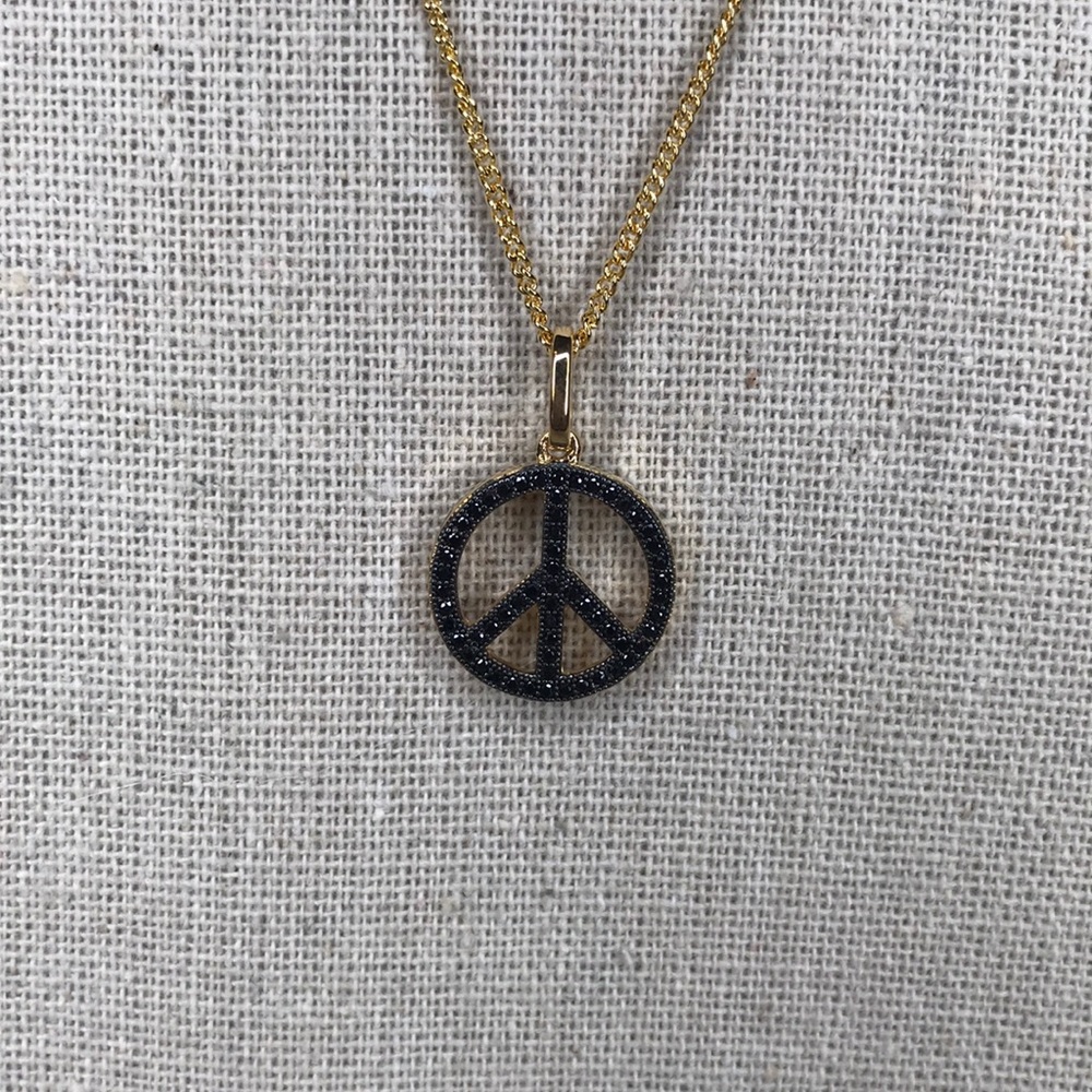 Bronzo Italia yellow & Black spinel peace pendant